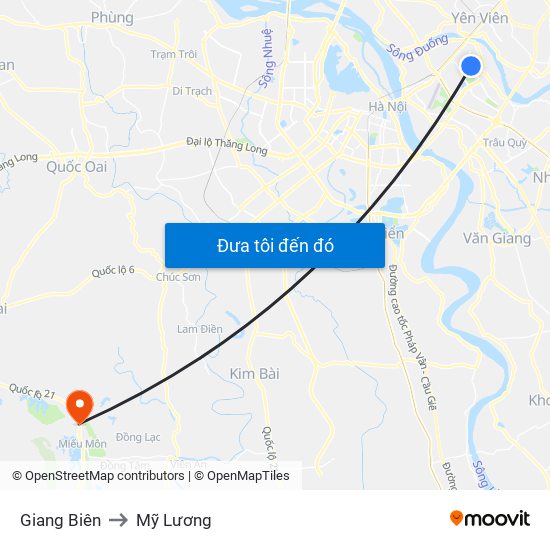 Giang Biên to Mỹ Lương map