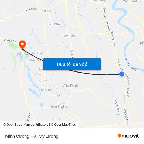 Minh Cường to Mỹ Lương map