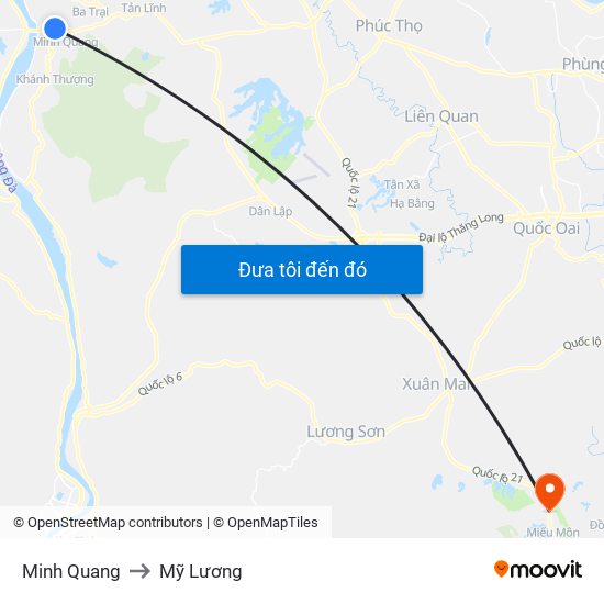 Minh Quang to Mỹ Lương map