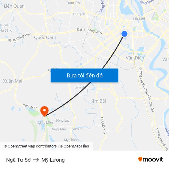 Ngã Tư Sở to Mỹ Lương map