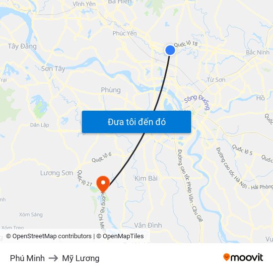 Phú Minh to Mỹ Lương map
