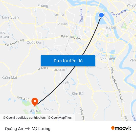 Quảng An to Mỹ Lương map