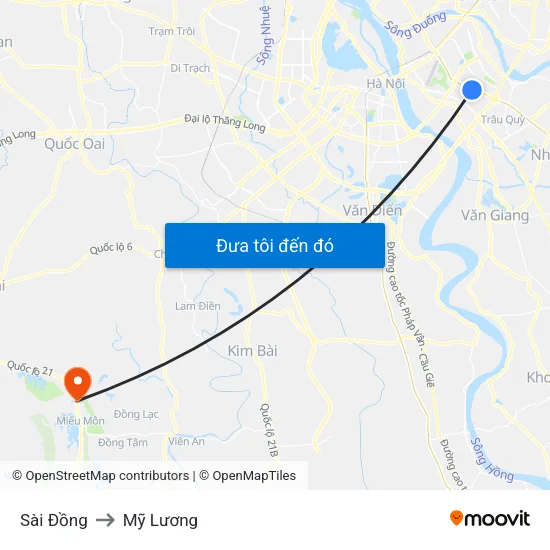 Sài Đồng to Mỹ Lương map