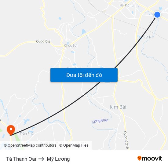 Tả Thanh Oai to Mỹ Lương map