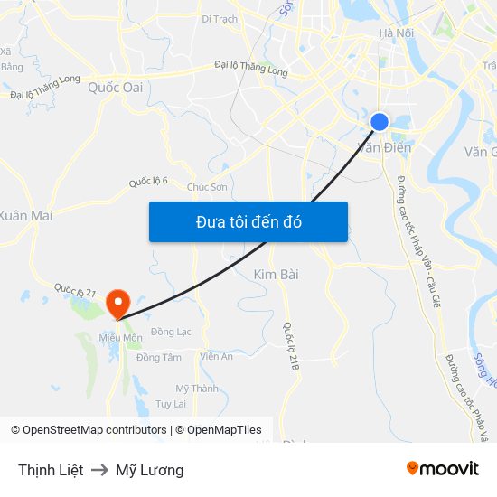 Thịnh Liệt to Mỹ Lương map