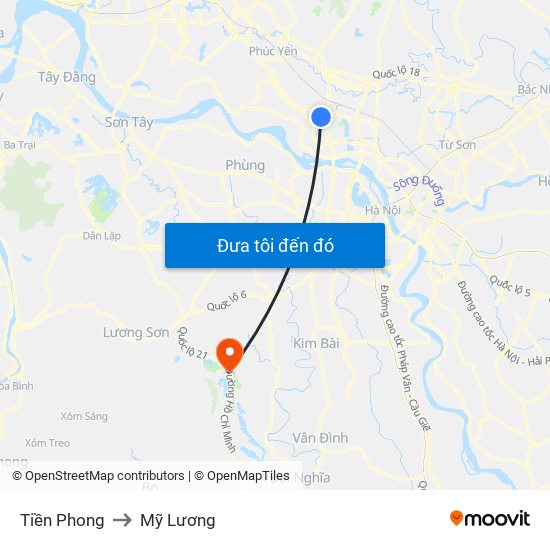 Tiền Phong to Mỹ Lương map