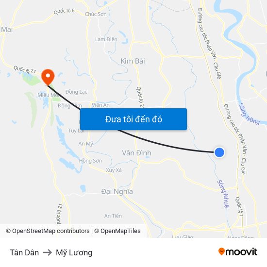 Tân Dân to Mỹ Lương map