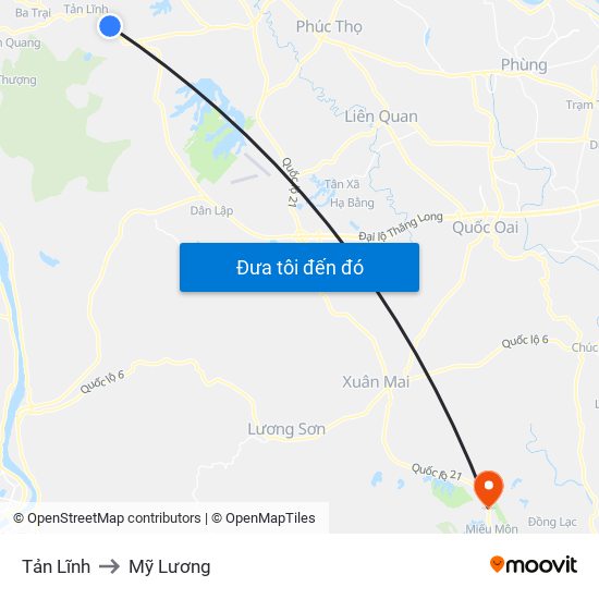 Tản Lĩnh to Mỹ Lương map