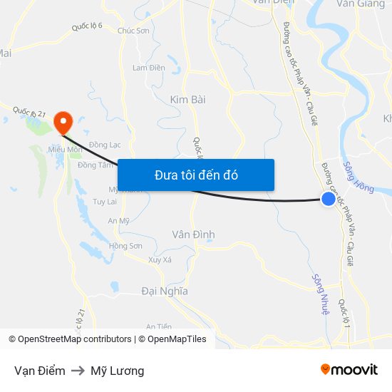 Vạn Điểm to Mỹ Lương map