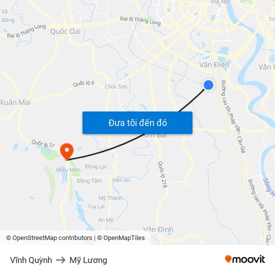 Vĩnh Quỳnh to Mỹ Lương map