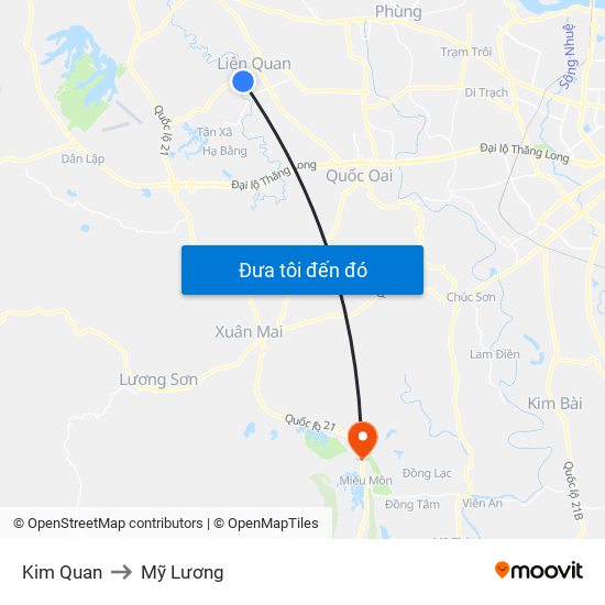 Kim Quan to Mỹ Lương map