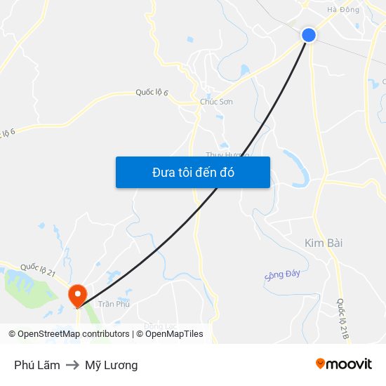Phú Lãm to Mỹ Lương map