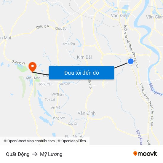 Quất Động to Mỹ Lương map