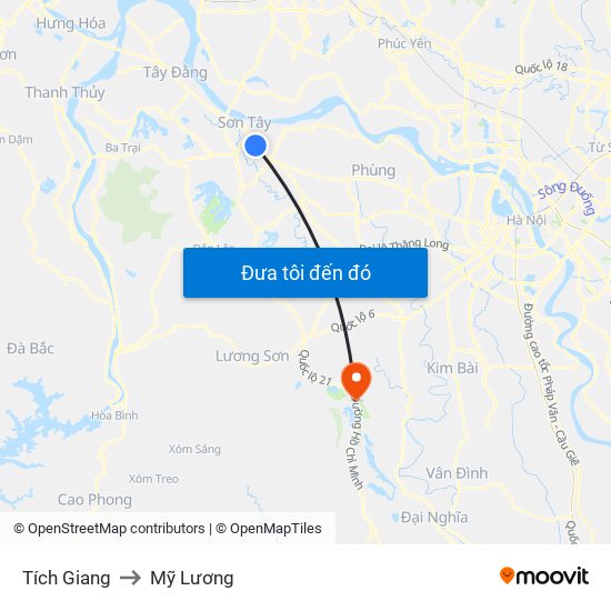 Tích Giang to Mỹ Lương map