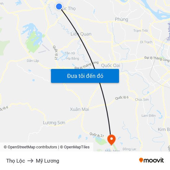 Thọ Lộc to Mỹ Lương map