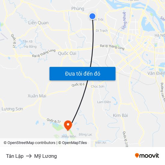 Tân Lập to Mỹ Lương map