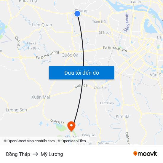 Đồng Tháp to Mỹ Lương map