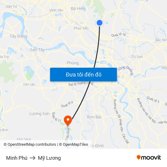 Minh Phú to Mỹ Lương map