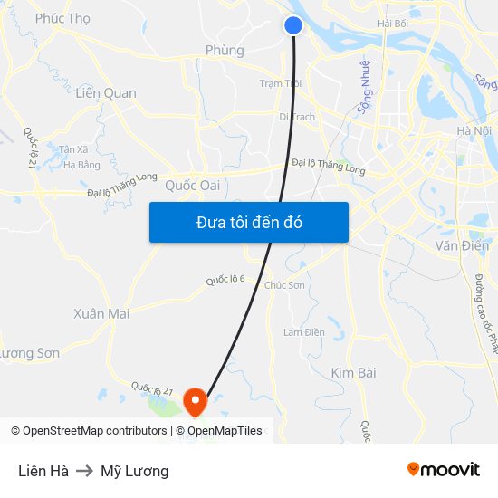 Liên Hà to Mỹ Lương map