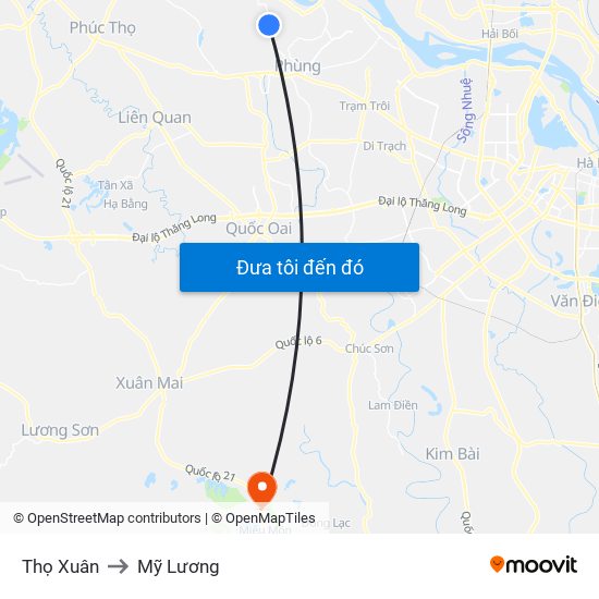 Thọ Xuân to Mỹ Lương map