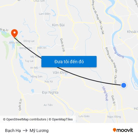 Bạch Hạ to Mỹ Lương map