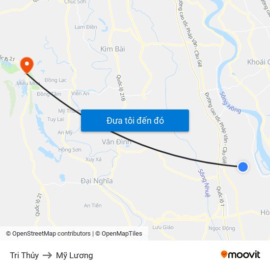 Tri Thủy to Mỹ Lương map