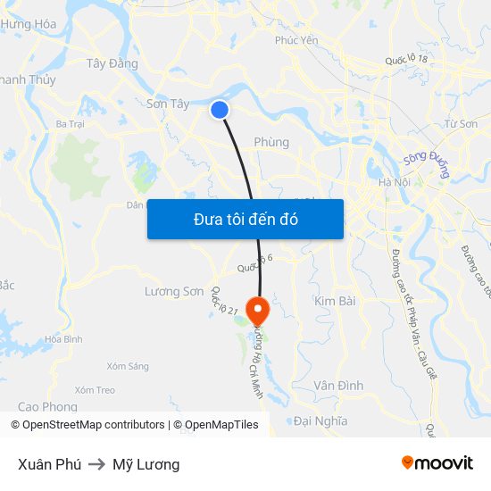 Xuân Phú to Mỹ Lương map