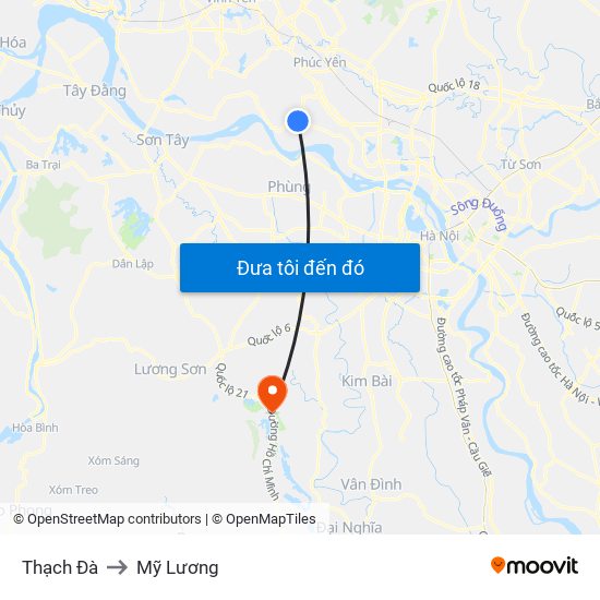 Thạch Đà to Mỹ Lương map