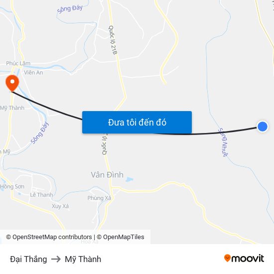 Đại Thắng to Mỹ Thành map