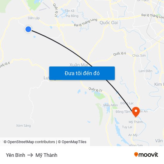 Yên Bình to Mỹ Thành map