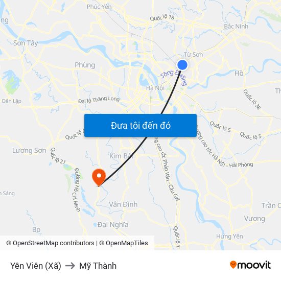 Yên Viên (Xã) to Mỹ Thành map