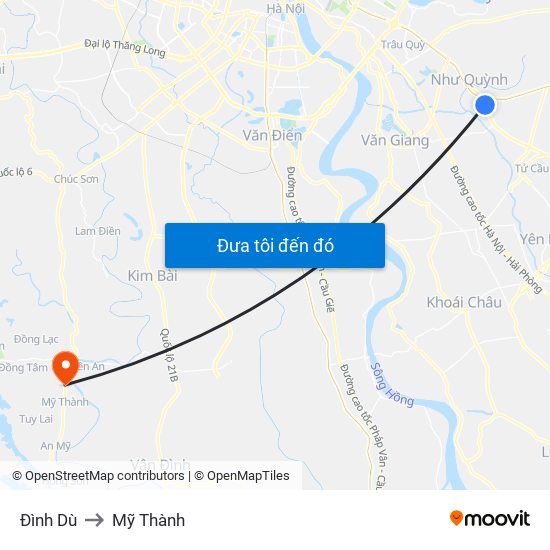 Đình Dù to Mỹ Thành map