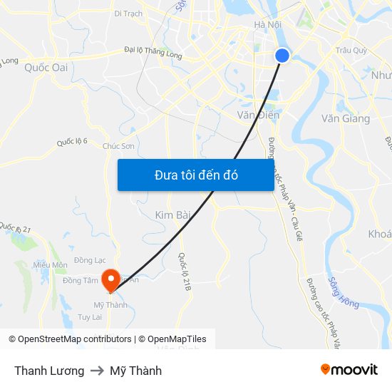 Thanh Lương to Mỹ Thành map