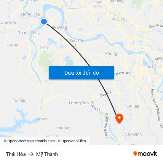 Thái Hòa to Mỹ Thành map