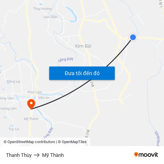 Thanh Thùy to Mỹ Thành map