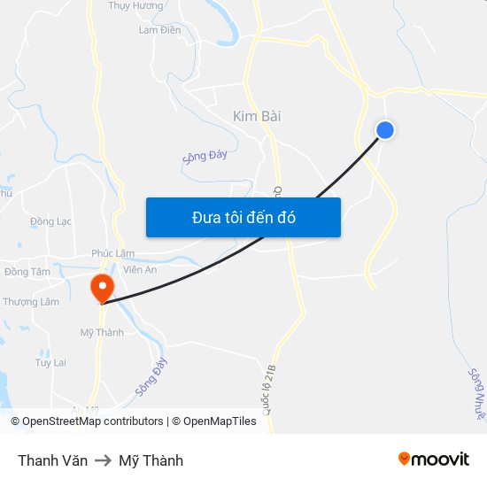 Thanh Văn to Mỹ Thành map