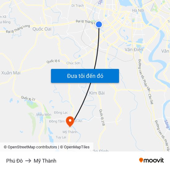 Phú Đô to Mỹ Thành map