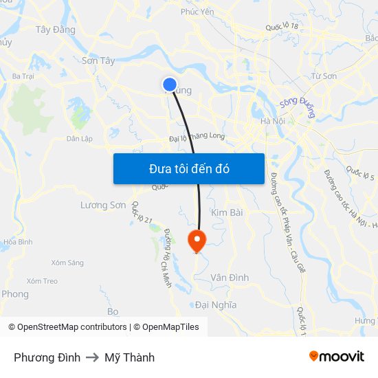 Phương Đình to Mỹ Thành map