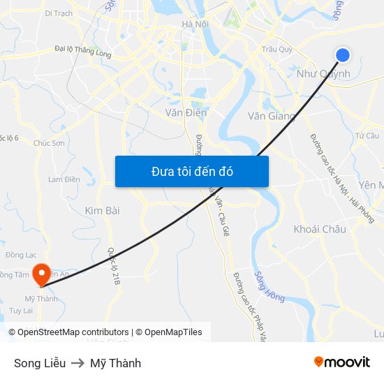 Song Liễu to Mỹ Thành map