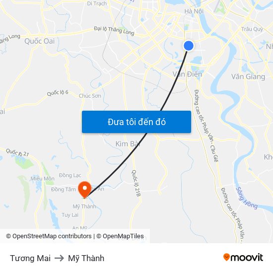 Tương Mai to Mỹ Thành map