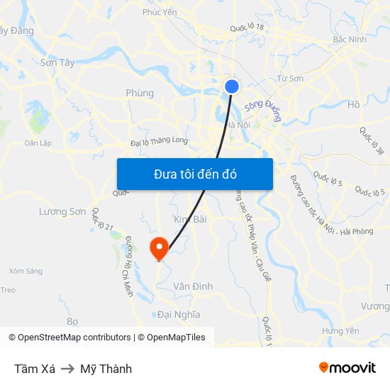 Tầm Xá to Mỹ Thành map