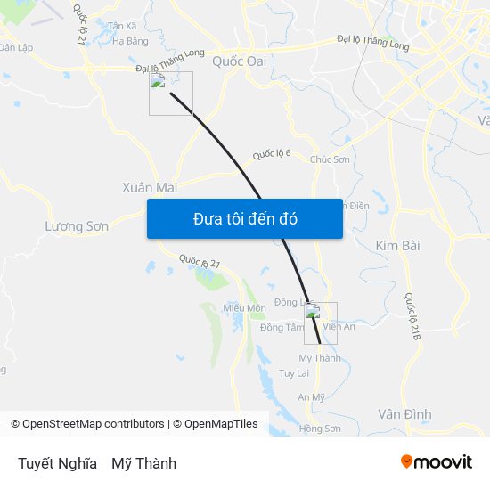 Tuyết Nghĩa to Mỹ Thành map