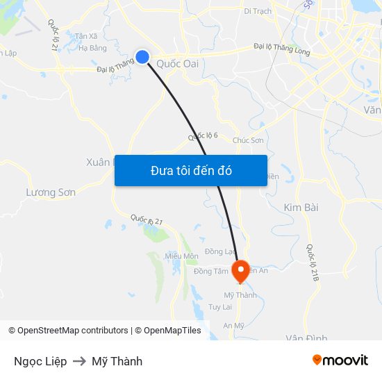 Ngọc Liệp to Mỹ Thành map