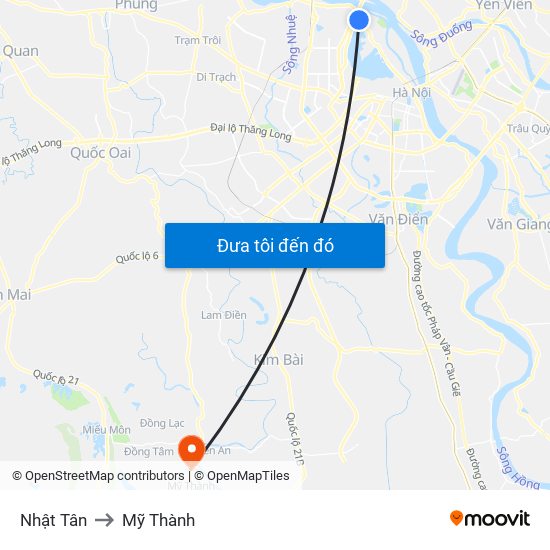 Nhật Tân to Mỹ Thành map