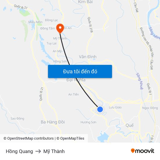 Hồng Quang to Mỹ Thành map