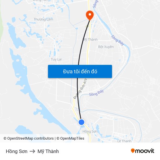 Hồng Sơn to Mỹ Thành map