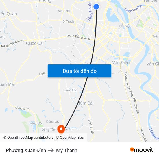 Phường Xuân Đỉnh to Mỹ Thành map