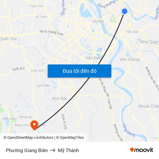 Phường Giang Biên to Mỹ Thành map