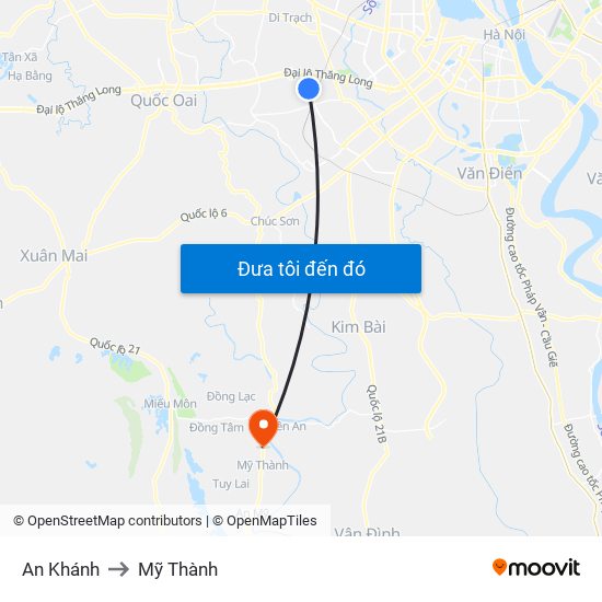 An Khánh to Mỹ Thành map