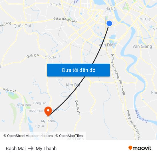 Bạch Mai to Mỹ Thành map